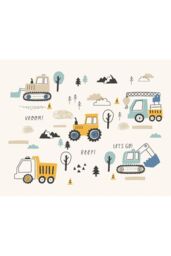 Origin Murals Tractors & Diggers Wall Mural in Duck Egg Blue - Size: W300 cm x H240 cm - thumbnail 2