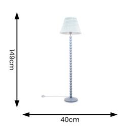 ValueLights Bobbins Powder Blue Floor Lamp with Tapered Fabric Pleated Shade in Pale Green - thumbnail 6