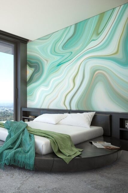 Origin Murals Marbled Ink Wall Mural in Emerald - Size: W300 cm x H240 cm - image 1