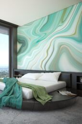 Origin Murals Marbled Ink Wall Mural in Emerald - Size: W300 cm x H240 cm - thumbnail 1