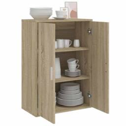 Berkfield Home Sideboard Sonoma Oak 60x31x84 cm Engineered Wood in Light Brown - Size: 60 x 31 x 84 cm - thumbnail 4