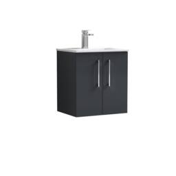 Balterley Bathroom 2 Soft Close Door, Wall Hung Vanity Unit Basin, Black, 345mm in Grey - thumbnail 1