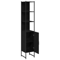 Berkfield Home Bathroom Cabinet Black Oak 33x33x185, 5 cm Engineered Wood - thumbnail 5