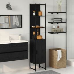 Berkfield Home Bathroom Cabinet Black Oak 33x33x185, 5 cm Engineered Wood - thumbnail 1