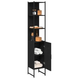 Berkfield Home Bathroom Cabinet Black Oak 33x33x185, 5 cm Engineered Wood - thumbnail 3