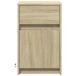 Berkfield Home Stylish Bedside Cabinet with LED Lights Sonoma Oak Engineered Wood in Light Brown - thumbnail 6