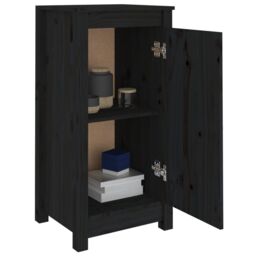Berkfield Home Sideboards 2 pcs Black 40x35x80 cm Solid Wood Pine - Size: 40 x 35 x 80 cm - thumbnail 4