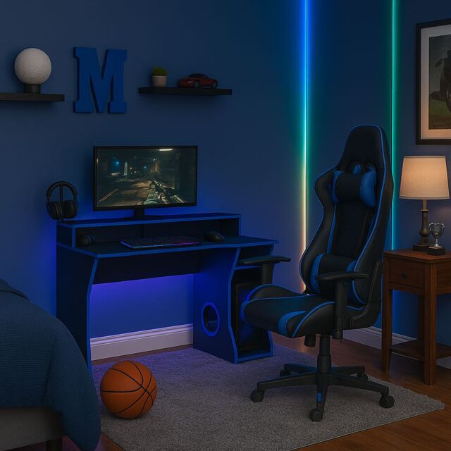 Birlea Enzo Gaming Computer Desk in Dark Blue - image 1