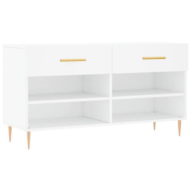 Berkfield Home Shoe Bench White 102x35x55 cm Engineered Wood - Size: 102 x 35 x 55 cm - image 1