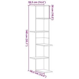 Berkfield Home Wall Corner Shelf Concrete Grey 36.5x36.5x140 cm Engineered Wood - thumbnail 9