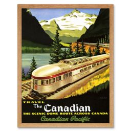 "Artery8 Wall Art Print Train Rail Scenic Route Landscape Mountain Lake Canada Southern Pacific Vintage Travel Ad Art Framed - Size: W12"" x H16""" - thumbnail 1