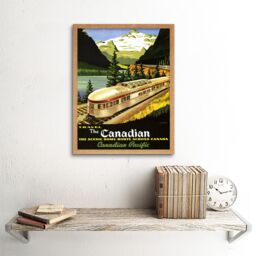 "Artery8 Wall Art Print Train Rail Scenic Route Landscape Mountain Lake Canada Southern Pacific Vintage Travel Ad Art Framed - Size: W12"" x H16""" - thumbnail 2