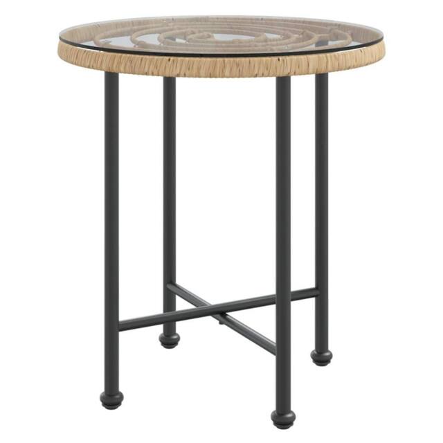 Berkfield Home Dining Table Ã˜50 cm Tempered Glass & Steel in Brown - image 1
