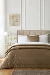 Appletree 'Harlan' Velvet Filled Cushion in Taupe - Size: 55 cm x 55 cm - thumbnail 3