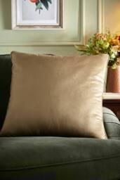 Appletree 'Harlan' Velvet Filled Cushion in Taupe - Size: 55 cm x 55 cm - thumbnail 1
