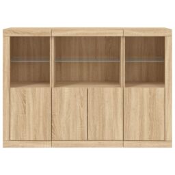 Berkfield Home Sideboards with LED Lights 3 pcs Sonoma Oak Engineered Wood in Brown - thumbnail 6
