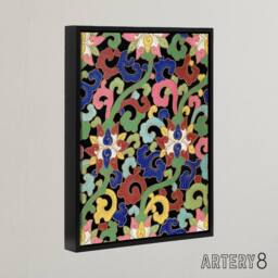 "Artery8 Owen Jones Vibrant Botanical Chinese Textile Pattern Framed Canvas Art - Size: W12"" x H16""" - thumbnail 2
