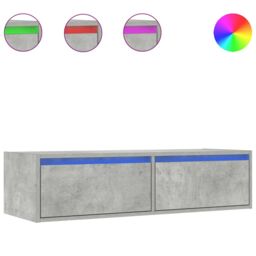 Berkfield Home TV Cabinet with LED Lights Concrete Grey 100X35.5x25 cm - thumbnail 2