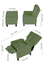 Living and Home Fabric Sofa Pushback Reclining Armchair with Footstool in Green - thumbnail 5