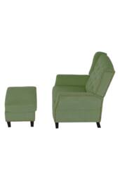 Living and Home Fabric Sofa Pushback Reclining Armchair with Footstool in Green - thumbnail 2