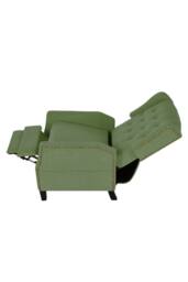 Living and Home Fabric Sofa Pushback Reclining Armchair with Footstool in Green - thumbnail 3