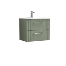 Balterley Wall Hung 2 Drawers Vanity Unit - Minimalist Basin 600mm, Satin Green