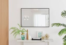 FurnitureboxUK Emma Small 100x66cm Framed Rectangular Vertical Living Room Hallway Wall Mirror in Black - Size: 100x66 cm - thumbnail 2
