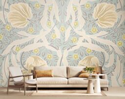 Origin Murals Flower Circle Wall Mural in Duck Egg Blue - Size: W300 cm x H240 cm - thumbnail 4