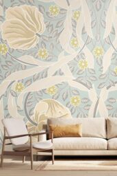 Origin Murals Flower Circle Wall Mural in Duck Egg Blue - Size: W300 cm x H240 cm - thumbnail 1