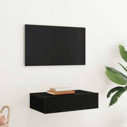 Berkfield Home TV Cabinet with LED Lights Black Oak 60x35x15.5 cm - thumbnail 4