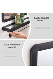 Living and Home 40 cm W x 60 cm D Black Rectangular Bathroom Mirror with Shelf - thumbnail 5