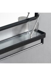 Living and Home 40 cm W x 60 cm D Black Rectangular Bathroom Mirror with Shelf - thumbnail 4