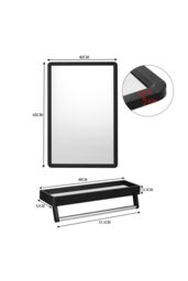 Living and Home 40 cm W x 60 cm D Black Rectangular Bathroom Mirror with Shelf - thumbnail 8