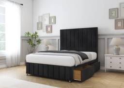 "Sloomy California Naples Divan Base No Drawers-26"" Headboard-12"" Footboard in Black - Size: Super King" - thumbnail 4