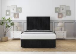 "Sloomy California Naples Divan Base No Drawers-26"" Headboard-12"" Footboard in Black - Size: Super King" - thumbnail 2