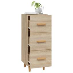 Berkfield Home Sideboard Sonoma Oak 34.5x34x90 cm Engineered Wood in Light Brown - thumbnail 4