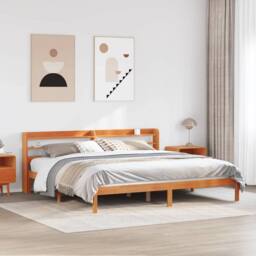 Berkfield Home Bed Frame with Headboard without Mattress Wax Brown 200x200 cm - thumbnail 2