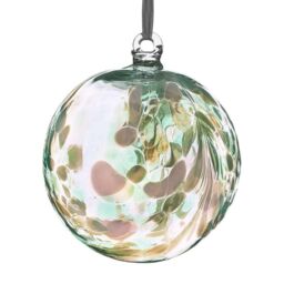 Sienna Glass 10cm Friendship Ball Feather Design Green in Light Green