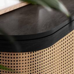 Birlea 3 Door Rattan Sideboard Curved Cupboard Sark Storage Cabinet in Black - thumbnail 4