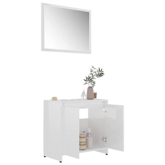 Berkfield Home Durable Bathroom Furniture Set High Gloss White Engineered Wood - image 1