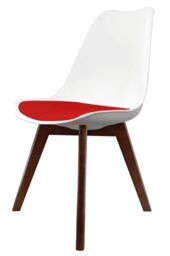 Fusion Living Soho Plastic Dining Chair with Squared Dark Wood Legs in Red - thumbnail 2