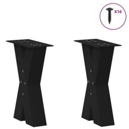 Berkfield Home Coffee Table Legs X-Shaped 2 pcs Black 38x(42-43) cm Steel - thumbnail 3