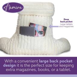 Aamira Reading Pillow Cream Faux Fur Ribbed Memory Foam Support Cushion - thumbnail 6