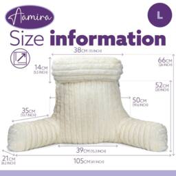 Aamira Reading Pillow Cream Faux Fur Ribbed Memory Foam Support Cushion - thumbnail 8