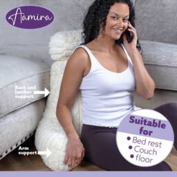 Aamira Reading Pillow Cream Faux Fur Ribbed Memory Foam Support Cushion - thumbnail 7