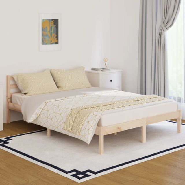 Berkfield Home Day Bed Solid Wood Pine 140x200 cm Double in Brown - image 1