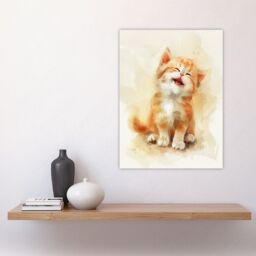 "Artery8 Cat Lover Cute Happy Fluffy Ginger Ragdoll Kitten Wall Art Print in Orange - Size: W18"" x H24""" - thumbnail 4