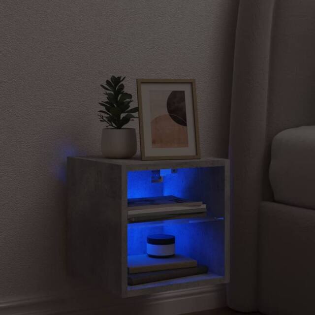 Berkfield Home TV Wall Cabinet with LED Lights Concrete Grey 30x28.5x30 cm - image 1