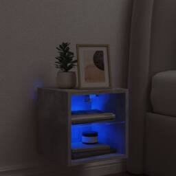 Berkfield Home TV Wall Cabinet with LED Lights Concrete Grey 30x28.5x30 cm - thumbnail 1
