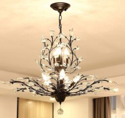 Garwarm 8-Light Vintage Crystal Chandeliers Ceiling Lights LED Light Ceiling Light for Living Room Bedroom Restaurant Porch Chandelier(Black) in Black - thumbnail 1
